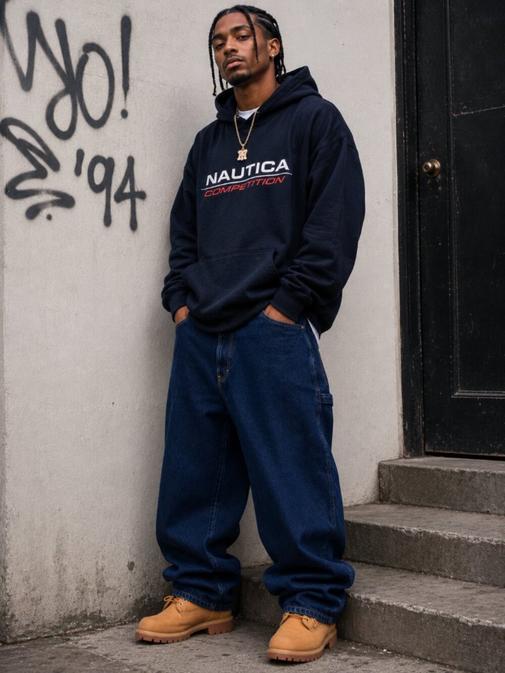 Vintage 90s Baggy Carpenter Jeans Dark Wash Denim Size 40x32 Hip Hop Grunge